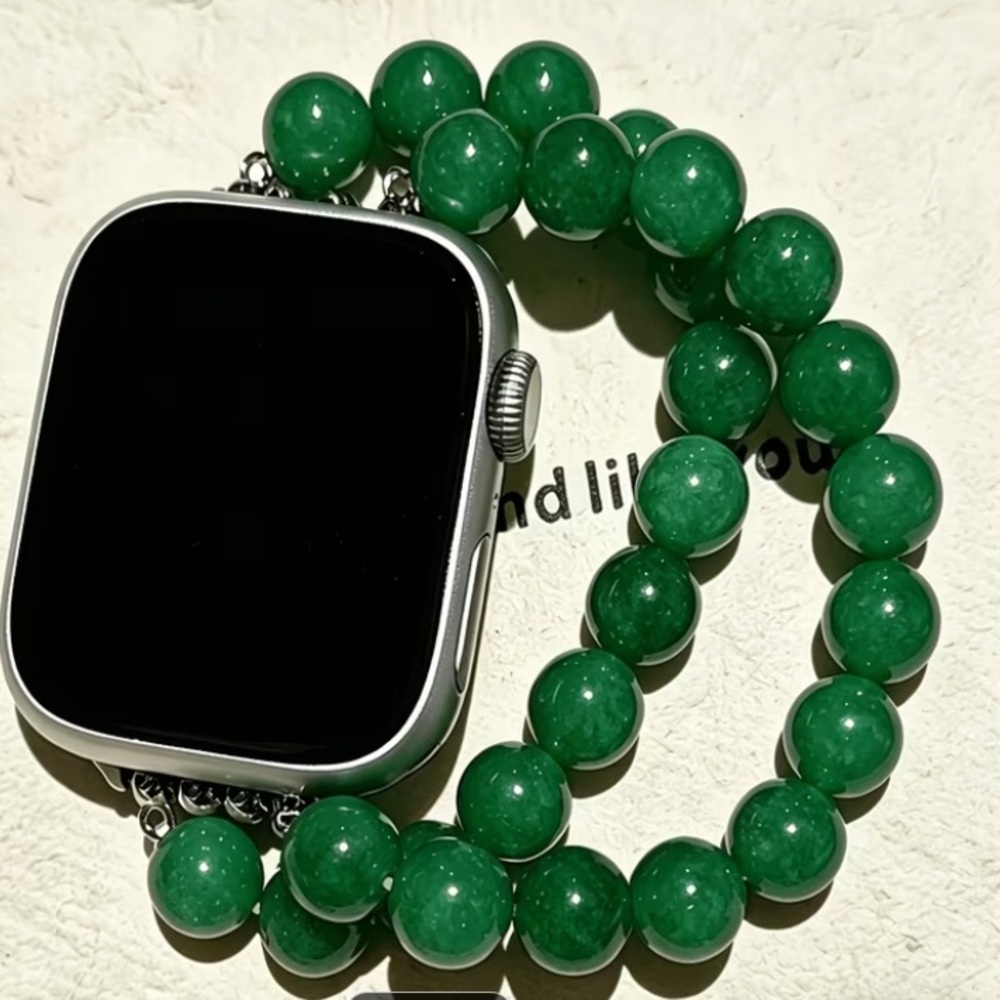 Green Jade Beaded Watch Bracelet Band for Smartwatch